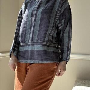 Bryn Walker striped 100% linen blouse tunic